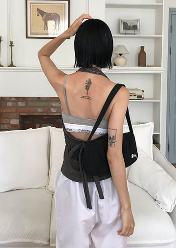 STRAP TIE HALTER TOP